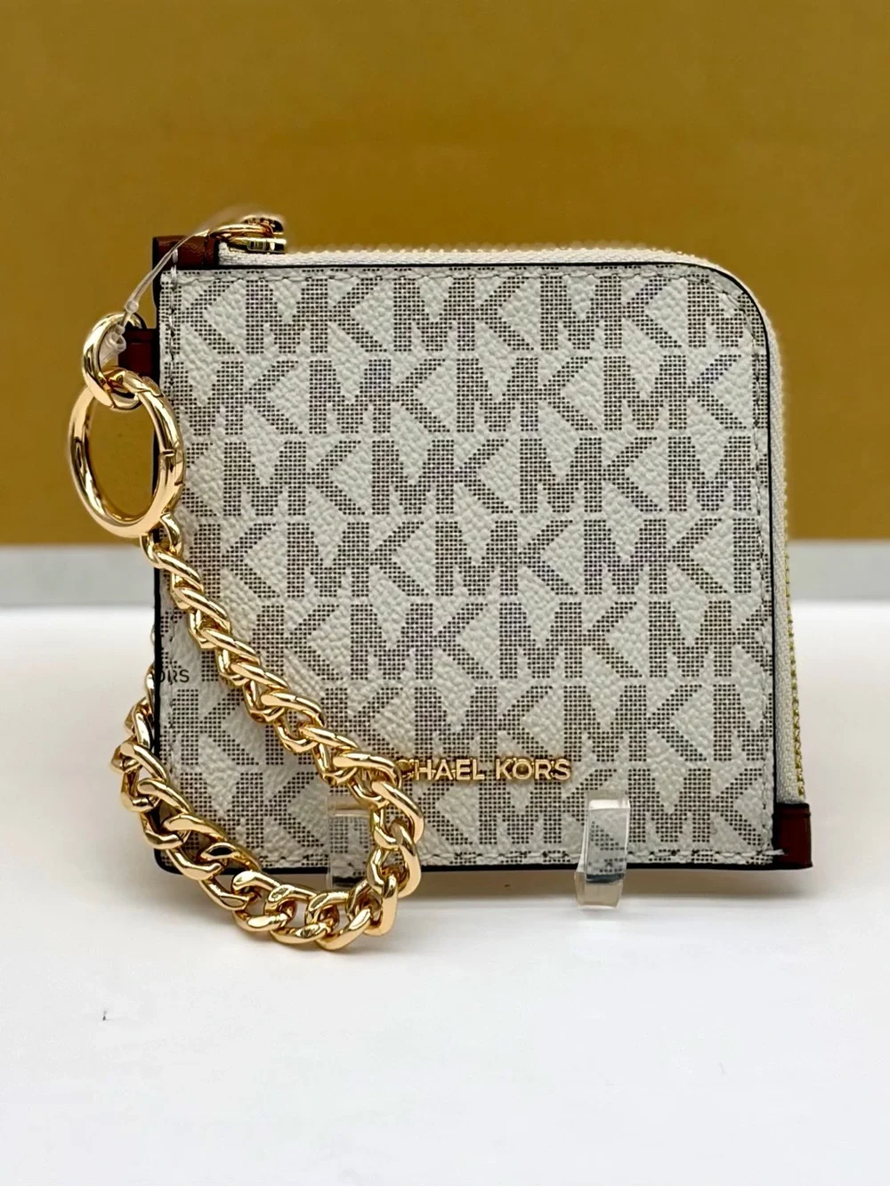 Michael Kors Jet Set Travel Signature Logo Chain Wallet Card Holder